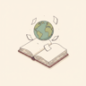 Literary Atlas logo — an open book with a globe rising from it